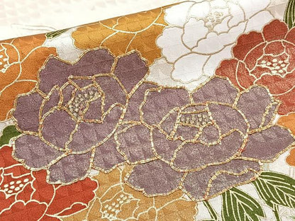 平和屋着物■訪問着　駒刺繍　草花文　金彩　正絹　逸品　CABH5322xi
