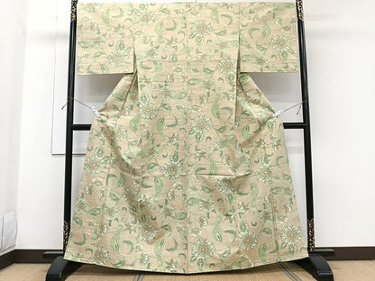 平和屋着物■上質な紬　花唐草文　正絹　逸品　未使用　CABH5323xi