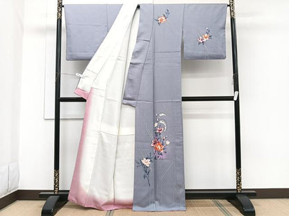 平和屋着物■訪問着　手描き　草花文　暈し染め　正絹　逸品　CABH5324xi