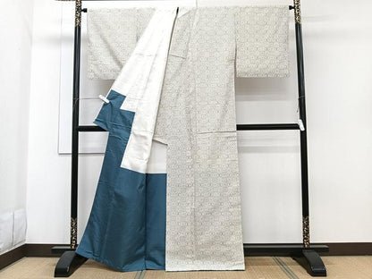 平和屋着物■上質な紬　菱繋ぎ　正絹　逸品　未使用　CABH5325xi