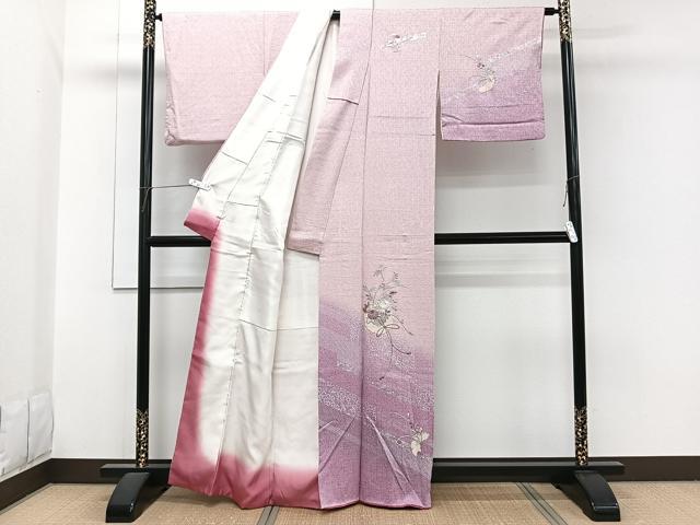 平和屋着物■訪問着　刺繍　草花文　金銀彩　正絹　逸品　CABH5327xi