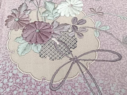 平和屋着物■訪問着　刺繍　草花文　金銀彩　正絹　逸品　CABH5327xi