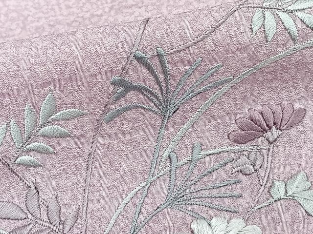 平和屋着物■訪問着　刺繍　草花文　金銀彩　正絹　逸品　CABH5327xi