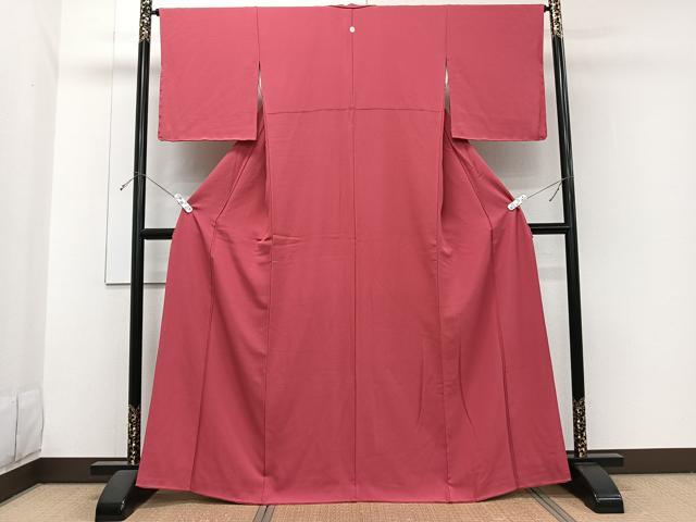 平和屋着物□上質な色無地 臙脂色 正絹 逸品 CABH5330xi