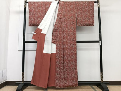 平和屋着物■上質な小紋　草花文　正絹　逸品　CABH5331xi