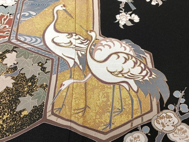 平和屋着物■豪華黒留袖　作家物　亀甲花鳥文　金彩　正絹　逸品　CABH5334xi
