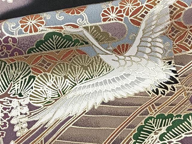 平和屋着物■豪華黒留袖　渡橋枝松鶴花文　暈し染め　金彩　正絹　逸品　CABH5335xi
