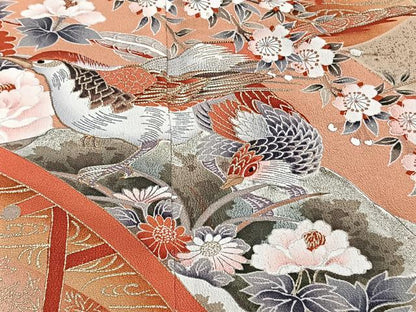 平和屋着物■豪華黒留袖　駒刺繍　流水渡橋花鳥文　金彩　正絹　逸品　CABH5337xi