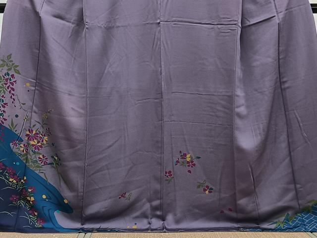 平和屋着物■訪問着　流水草花文　金彩　ロング丈　正絹　逸品　CABH5338xi