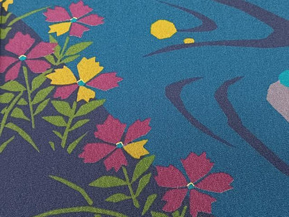 平和屋着物■訪問着　流水草花文　金彩　ロング丈　正絹　逸品　CABH5338xi