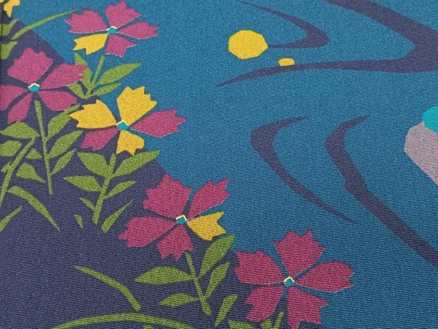 平和屋着物■訪問着　流水草花文　金彩　ロング丈　正絹　逸品　CABH5338xi