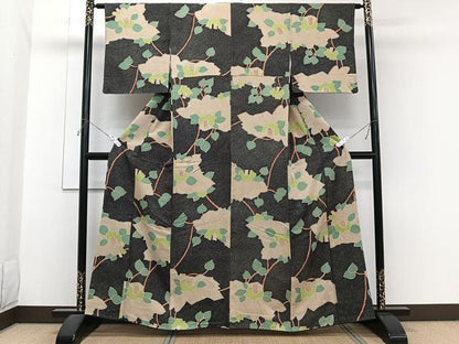 平和屋着物■上質な小紋　草花文　正絹　逸品　CABH5340xi