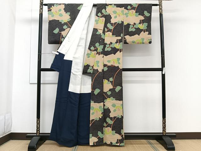平和屋着物■上質な小紋　草花文　正絹　逸品　CABH5340xi