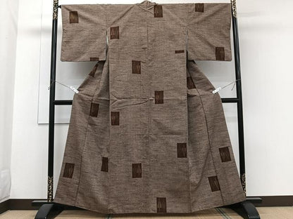平和屋着物■上質な紬　80亀甲　色紙幾何学文　正絹　逸品　CABH5341xi
