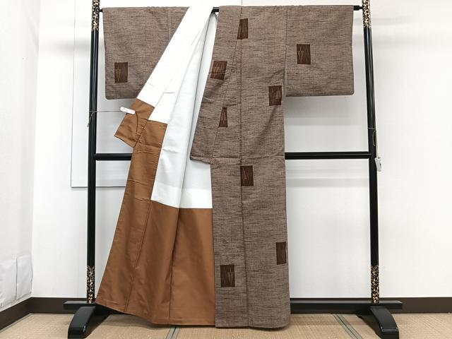 平和屋着物■上質な紬　80亀甲　色紙幾何学文　正絹　逸品　CABH5341xi