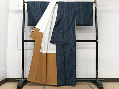 平和屋着物■上質な紬　菱文　正絹　逸品　CABH5342xi