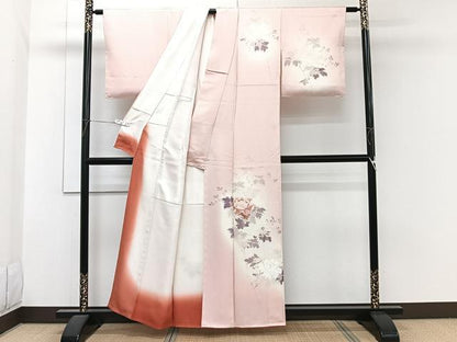 平和屋着物■訪問着　手描き　草花文　暈し染め　正絹　逸品　未使用　CABH5344xi