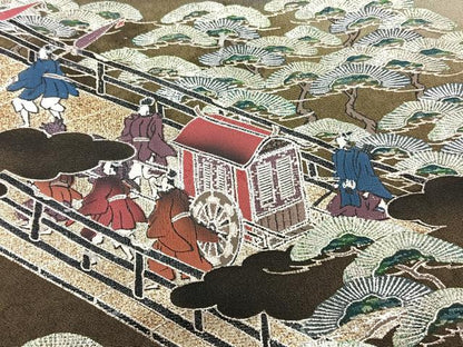 平和屋着物■豪華黒留袖　御所車人物風景文　暈し染め　金銀彩　正絹　逸品　CABH5347xi
