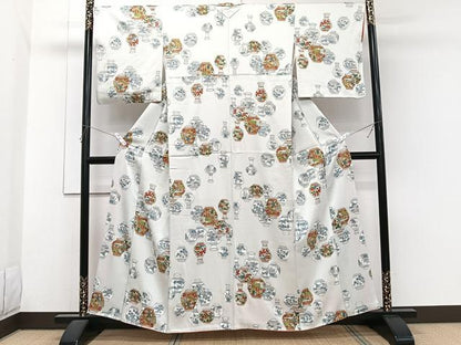 平和屋着物■上質な小紋　花瓶文　金彩　正絹　逸品　CABH5349xi