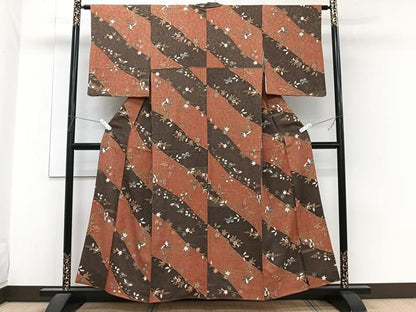 平和屋着物■上質な小紋　花蝶文　金彩　正絹　逸品　CABH5351xi