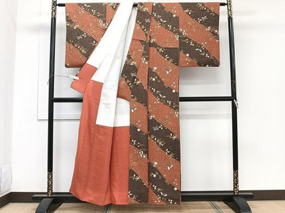 平和屋着物■上質な小紋　花蝶文　金彩　正絹　逸品　CABH5351xi