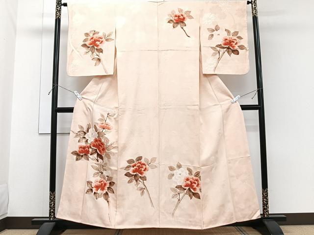 平和屋着物■訪問着　手描き　草花文　正絹　逸品　CABH5352xi
