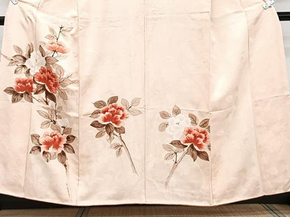 平和屋着物■訪問着　手描き　草花文　正絹　逸品　CABH5352xi