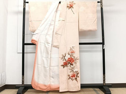 平和屋着物■訪問着　手描き　草花文　正絹　逸品　CABH5352xi