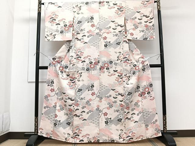 平和屋着物■上質な小紋　枝松梅花文　正絹　逸品　未使用　CABH5353xi