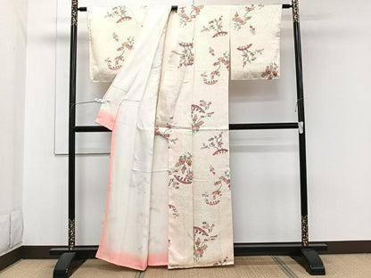 平和屋着物■上質な小紋　型染め　草花文　正絹　逸品　CABH5357xi