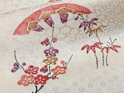 平和屋着物■上質な小紋　型染め　草花文　正絹　逸品　CABH5357xi