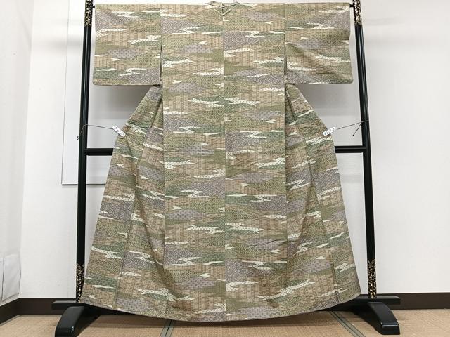 平和屋着物■上質な紬　雲取り亀甲文　正絹　逸品　CABH5403xi