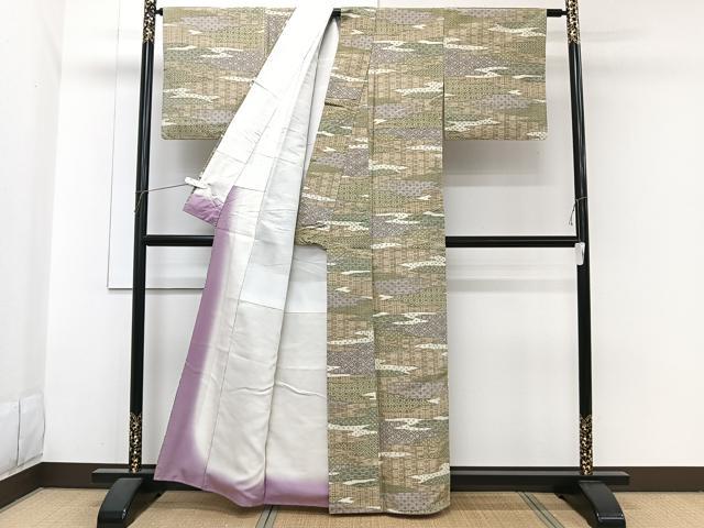 平和屋着物■上質な紬　雲取り亀甲文　正絹　逸品　CABH5403xi