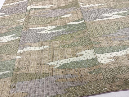 平和屋着物■上質な紬　雲取り亀甲文　正絹　逸品　CABH5403xi