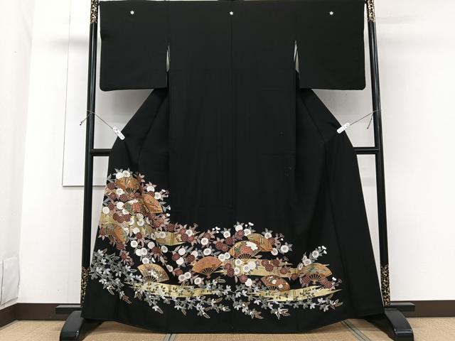 平和屋着物■豪華黒留袖　扇松竹梅　金彩　正絹　逸品　CABH5507xi