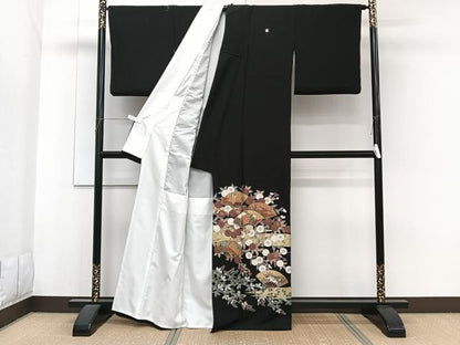 平和屋着物■豪華黒留袖　扇松竹梅　金彩　正絹　逸品　CABH5507xi