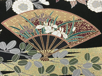平和屋着物■豪華黒留袖　扇松竹梅　金彩　正絹　逸品　CABH5507xi