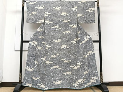 平和屋着物■上質な小紋　籬風景花文　金彩　正絹　逸品　CABH5511xi