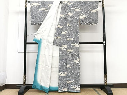 平和屋着物■上質な小紋　籬風景花文　金彩　正絹　逸品　CABH5511xi
