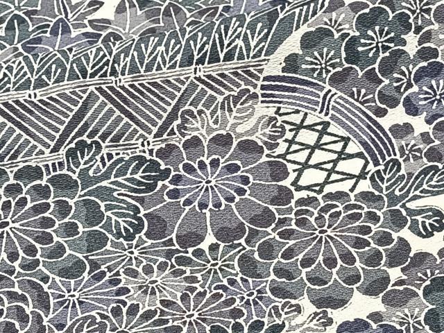 平和屋着物■上質な小紋　籬風景花文　金彩　正絹　逸品　CABH5511xi