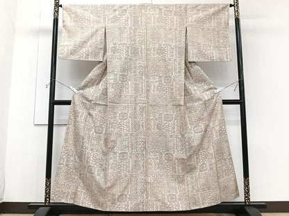 平和屋着物■上質な紬　幾何学花文　正絹　逸品　CABH5512xi