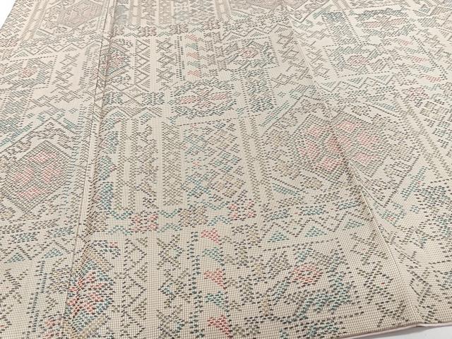 平和屋着物■上質な紬　幾何学花文　正絹　逸品　CABH5512xi