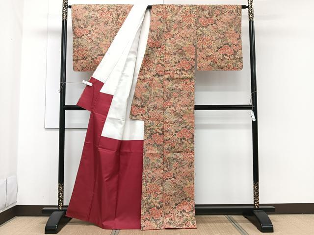 平和屋着物■本場染大島紬　草花文　正絹　逸品　未使用　CABH5515xi