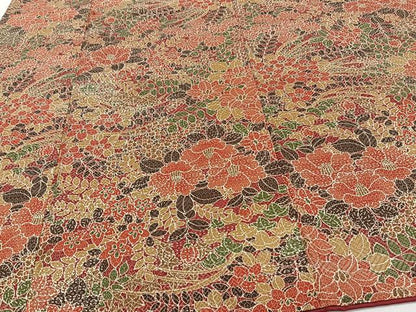 平和屋着物■本場染大島紬　草花文　正絹　逸品　未使用　CABH5515xi