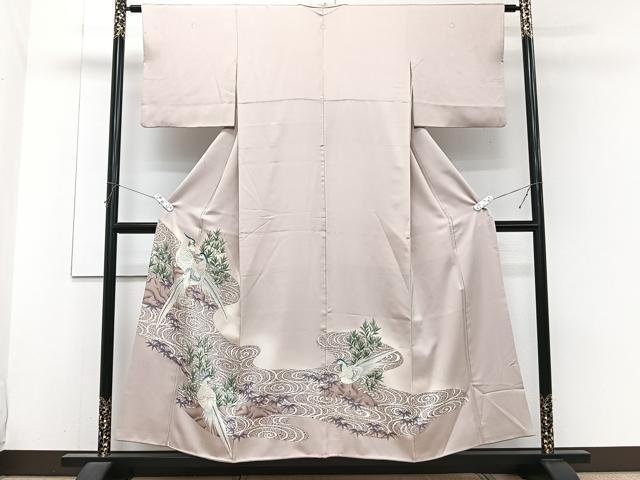 平和屋着物■豪華色留袖　刺繍　降臨尾長鳥草木文　銀彩　正絹　逸品　CABH5520xi