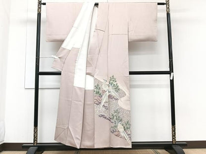 平和屋着物■豪華色留袖　刺繍　降臨尾長鳥草木文　銀彩　正絹　逸品　CABH5520xi