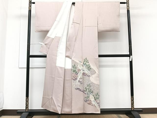 平和屋着物■豪華色留袖　刺繍　降臨尾長鳥草木文　銀彩　正絹　逸品　CABH5520xi