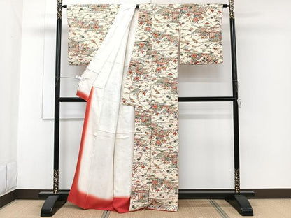 平和屋着物■上質な小紋　型染め　籬流水草花文　正絹　逸品　CABH5524xi