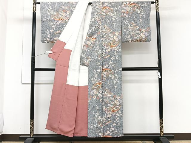 平和屋着物■上質な小紋　扇風景花文　金彩　正絹　逸品　CABH5527xi