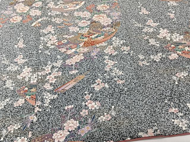 平和屋着物■上質な小紋　扇風景花文　金彩　正絹　逸品　CABH5527xi